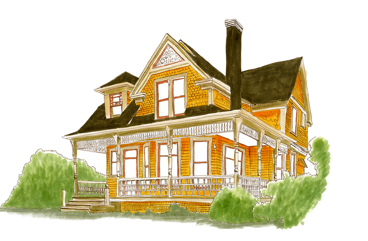 Ainsworth home sketch in Portland, Oregon