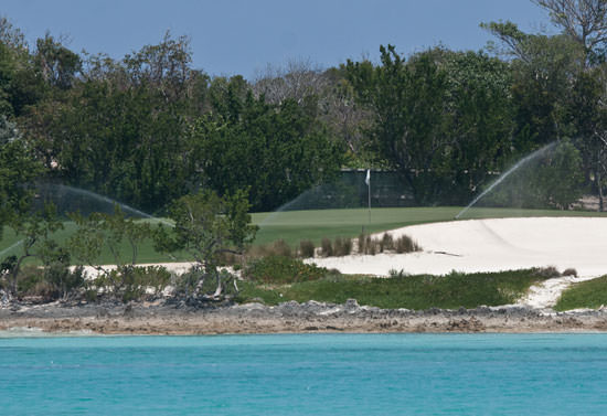 The golf course at Bakers Bay butts right up to the coral reef area of Bakers Bay