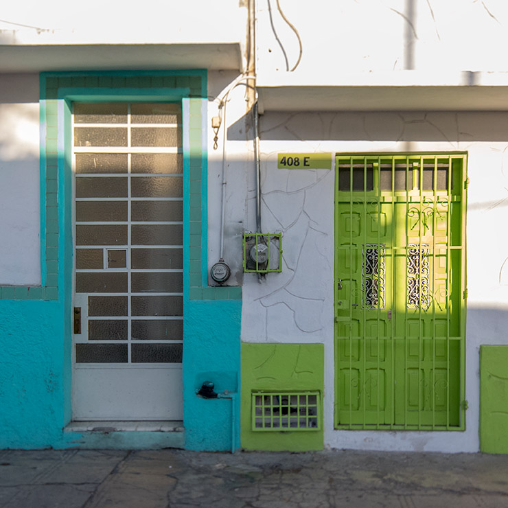Green and Blue Doors in Mérida, Mexico