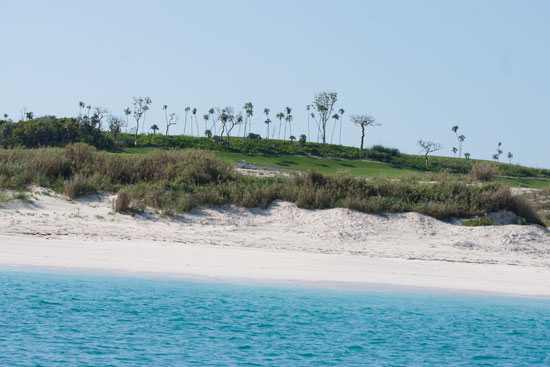 An image shows the Bakers Bay golf course spilling right into the Guana Cay coral reef