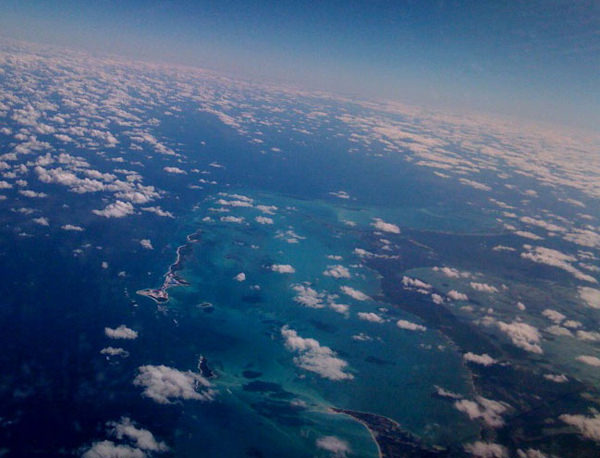 Photograph of Great Guana Cay, Abaco, Bahamas shows the devastation caused by Bakers Bay Club