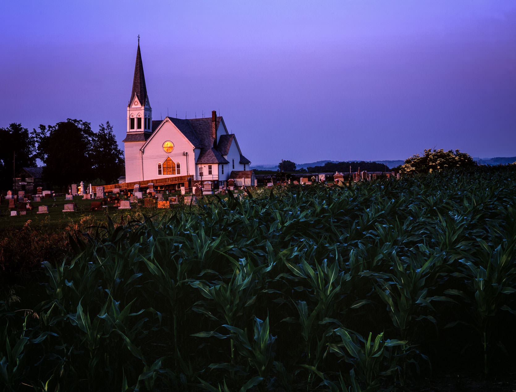 Minnesota Church near Lanesboro, Minnesota with an elegant steeple.