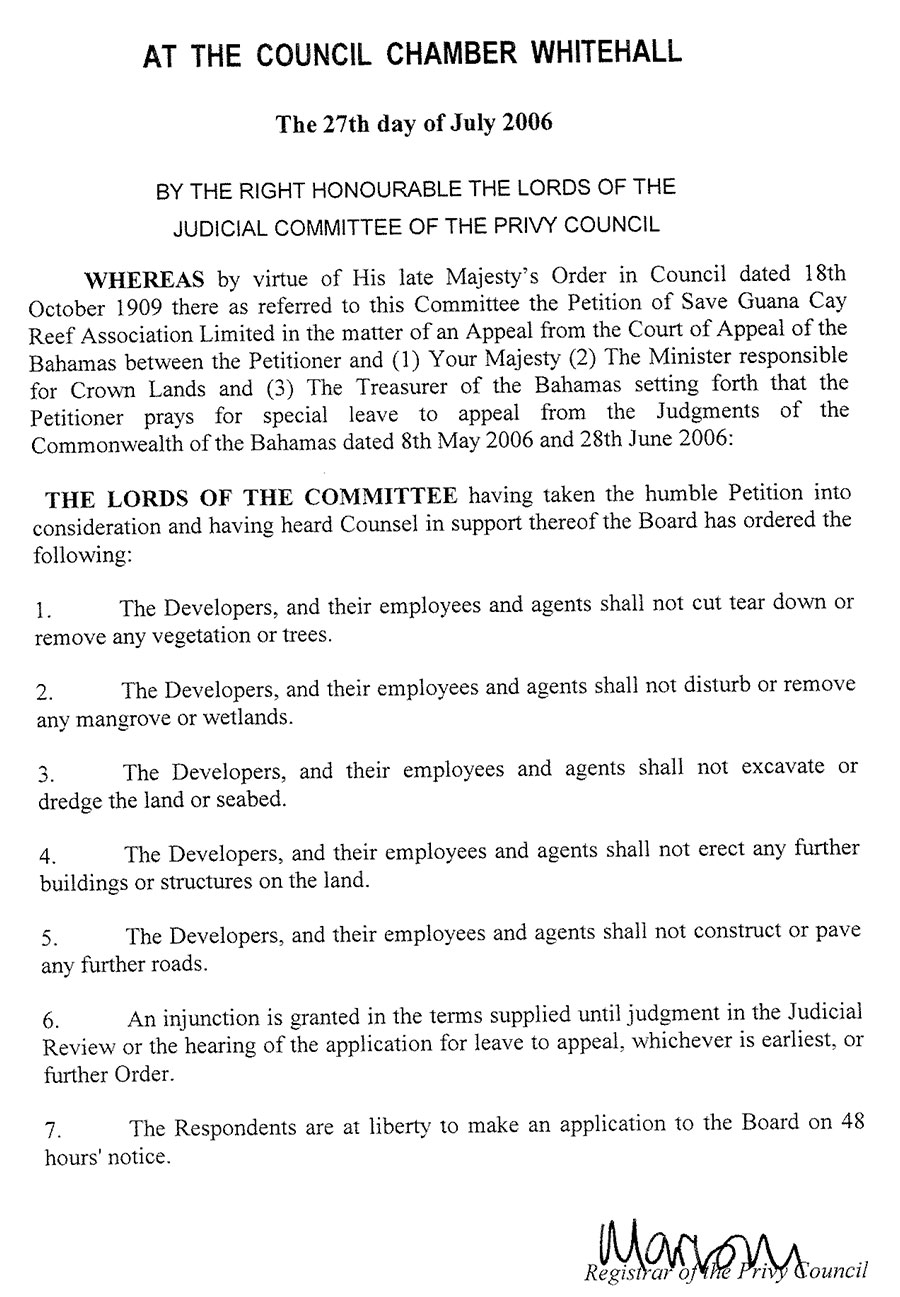 Privy Council Work Stop Order