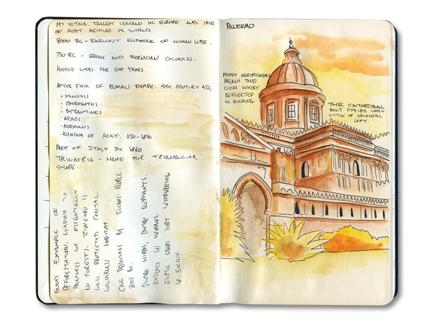 Page from my Sicily, Italy Moleskine Journal