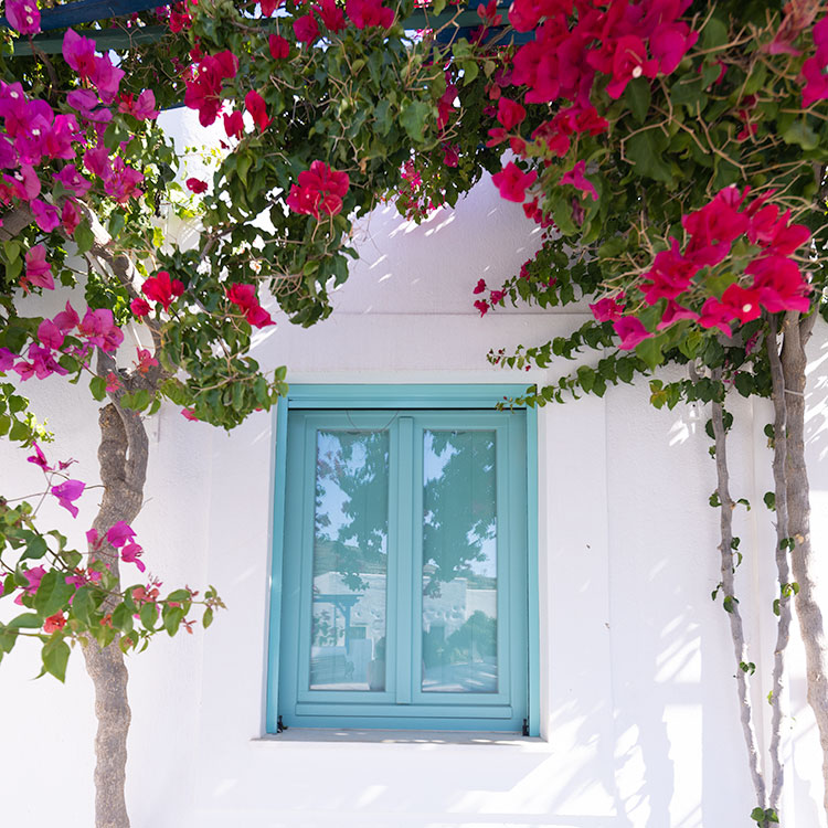 Sky Blue Window in Lefkes, Greece