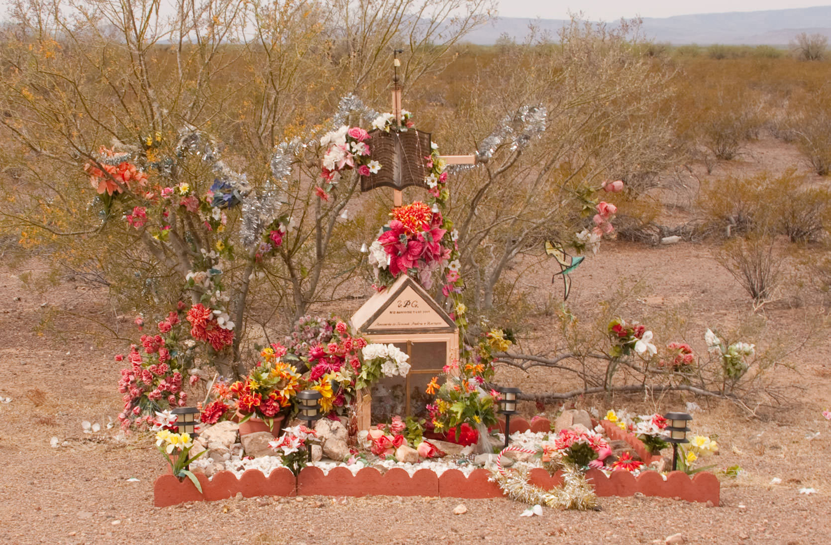 Memorial on a lonely road in New Mexico