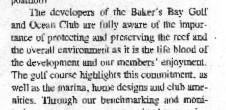 Press Release from Baker’s Bay published March 15, 2012 in The Abaconian newspaper: