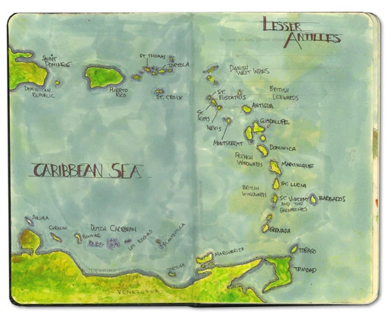 Lesser Antilles Map Sketch