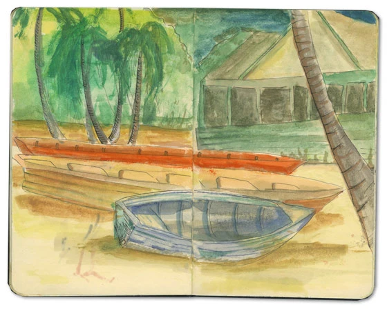 Boats at Soufriere Sketch