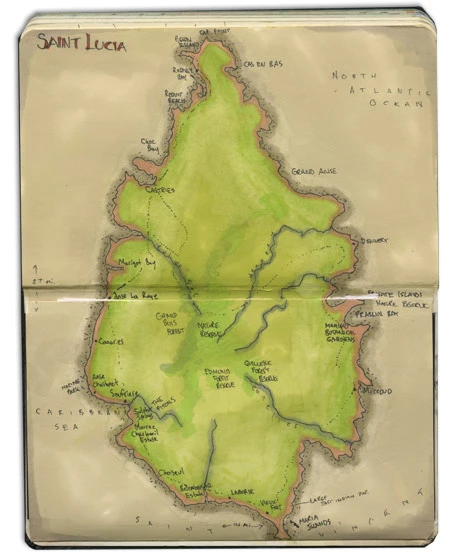 St Lucia Map Sketch