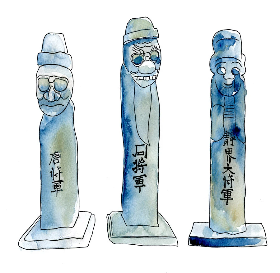 Muninseok Statues, watercolor