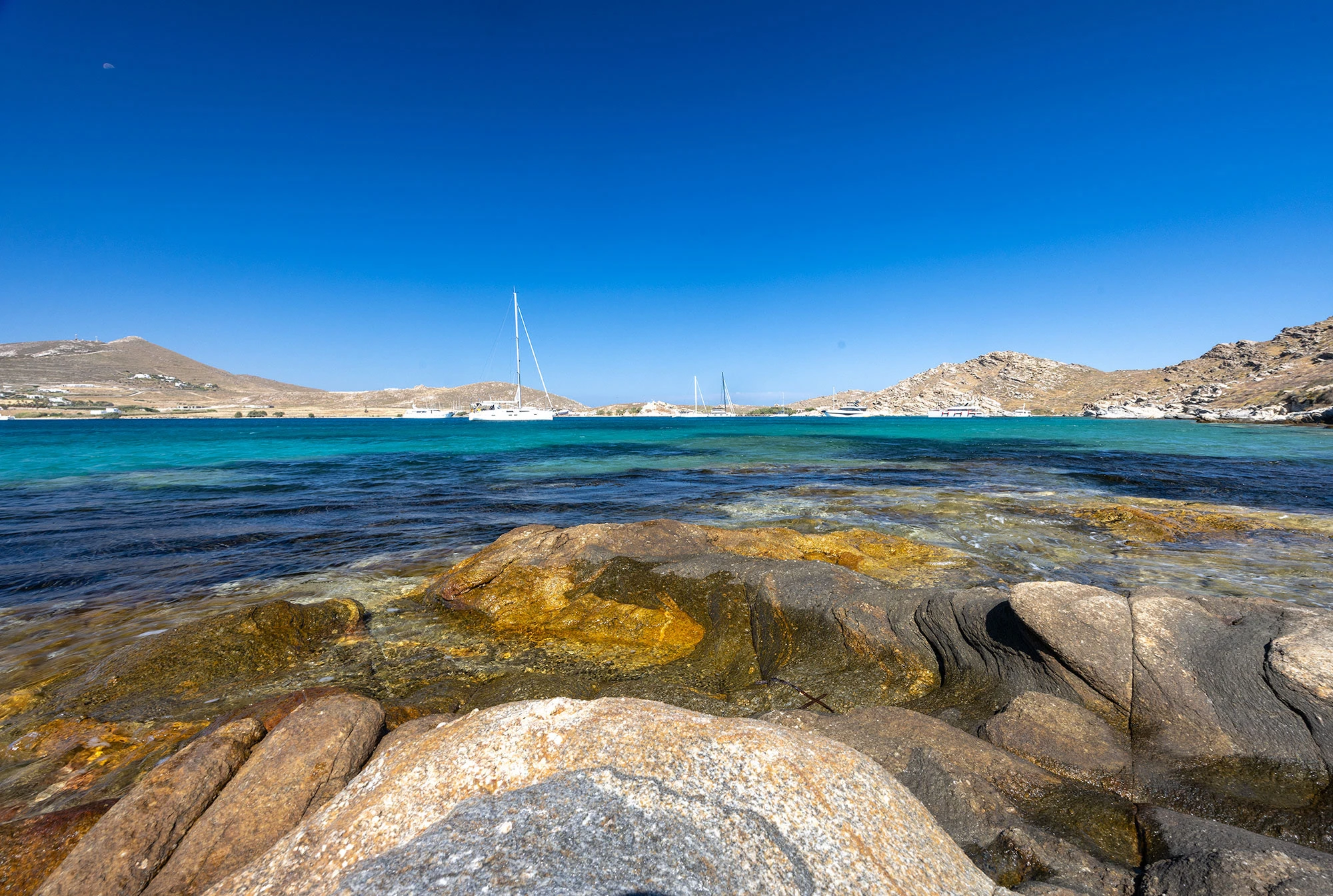 Paros Park shoreline in brilliant turquoise colors